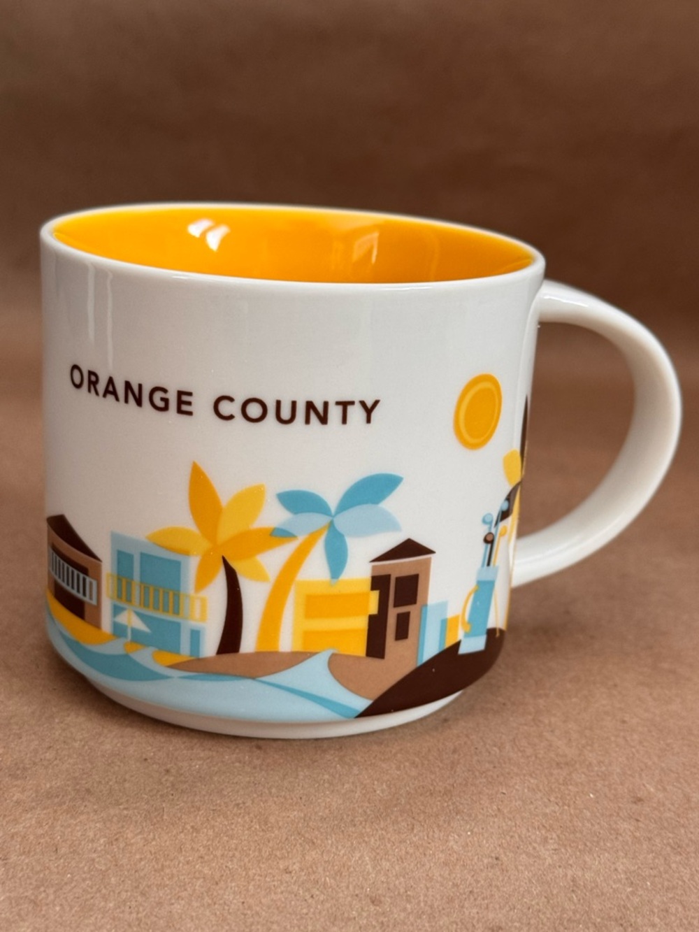 Starbucks 2017 You Are Here Series Orange County Yellow and Blue Mug. 14 fl
Oz.